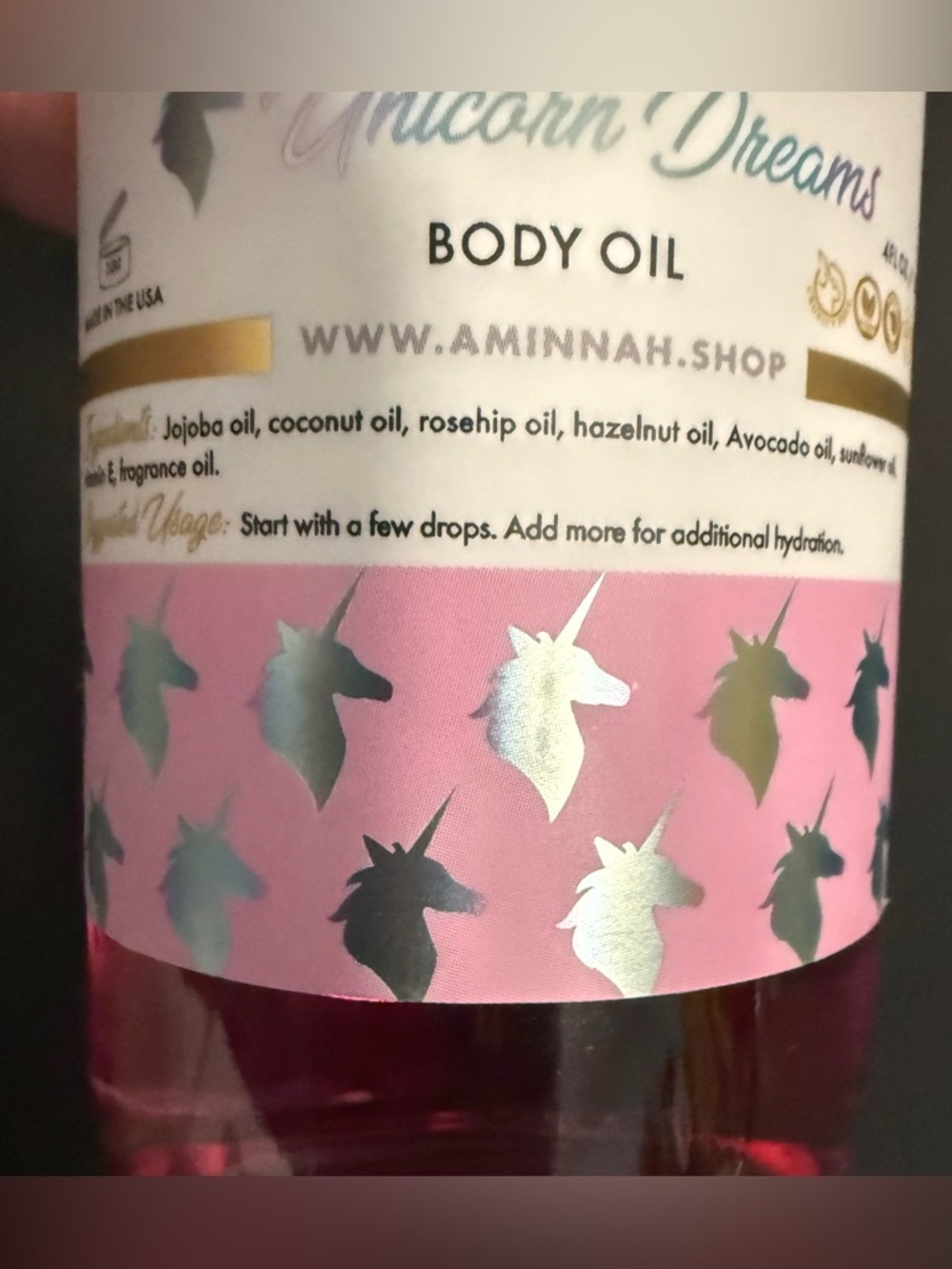 Aminnah Unicorn Dreams Body Oil! NEW Smells like Pink Sugar & Cotton Candy! - Picture 2 of 5